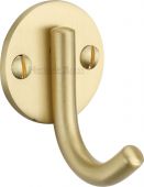 V1064-SB Heritage Brass Single Robe Hook Satin Brass Finish