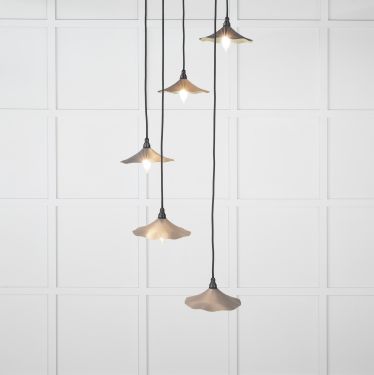 Click Here To Enlarge This Photo Of 49728SBL From the Anvil Smooth Brass Flora Cluster Pendant in Bluff