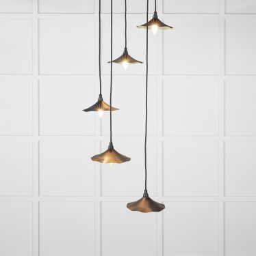 Click Here To Enlarge This Photo Of 49728SEB From the Anvil Smooth Brass Flora Cluster Pendant in Elan Black