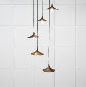 49728SEB From the Anvil Smooth Brass Flora Cluster Pendant in Elan Black