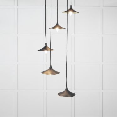 Click Here To Enlarge This Photo Of 49728SSO From the Anvil Smooth Brass Flora Cluster Pendant in Soot