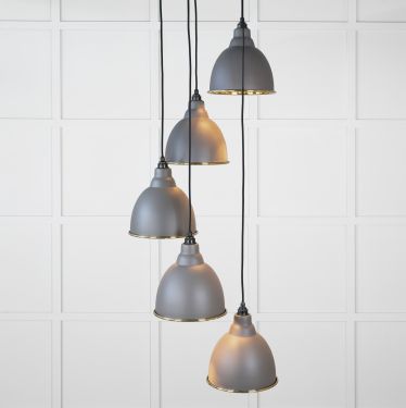 Click Here To Enlarge This Photo Of 49738SBL From the Anvil Smooth Brass Brindley Cluster Pendant in Bluff