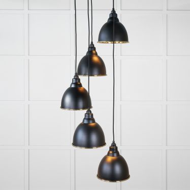 Click Here To Enlarge This Photo Of 49738SEB From the Anvil Smooth Brass Brindley Cluster Pendant in Elan Black