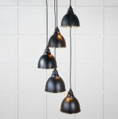 49738SEB From the Anvil Smooth Brass Brindley Cluster Pendant in Elan Black