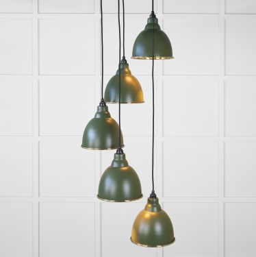 Click Here To Enlarge This Photo Of 49738SH From the Anvil Smooth Brass Brindley Cluster Pendant in Heath