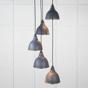 Click Here To Enlarge This Photo Of 49738SSL From the Anvil Smooth Brass Brindley Cluster Pendant in Slate