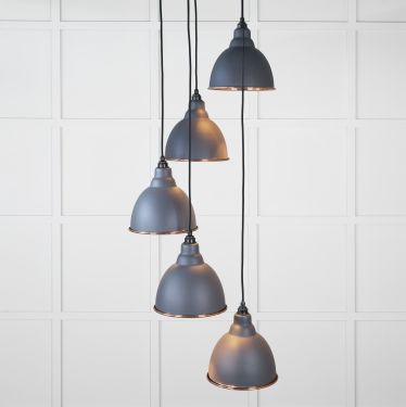 Click Here To Enlarge This Photo Of 49739SSL From the Anvil Hammered Copper Brindley Cluster Pendant in Slate