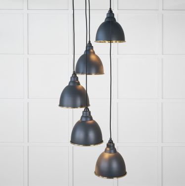 Click Here To Enlarge This Photo Of 49741SSO From the Anvil Hammered Brass Brindley Cluster Pendant in Soot