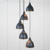 49741SSO From the Anvil Hammered Brass Brindley Cluster Pendant in Soot