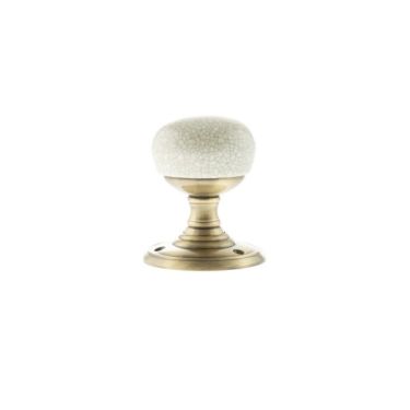 Click Here To Enlarge This Photo Of Atlantic - OE59CMKCAB Old English 'Skipton' Porcelain Cream Crackle Door Knob on Face Fix Rose – Antique Brass