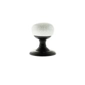 Atlantic - OE59CMKWHMB Old English 'Skipton' Porcelain White Crackle Door Knob on Face Fix Rose – Matt Black