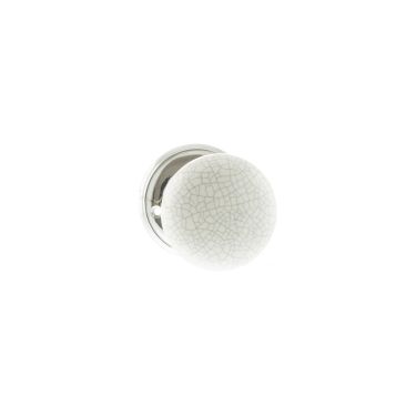 Click Here To Enlarge This Photo Of Atlantic - OE59CMKWHPC Old English 'Skipton' Porcelain White Crackle Door Knob on Face Fix Rose – Polished Chrome