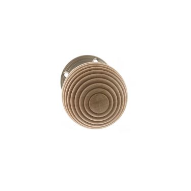 Click Here To Enlarge This Photo Of Atlantic - OE57RMKSN Old English 'Bridlington' Wood Reeded Beehive Door Knob on Face Fix Rose – Satin Nickel
