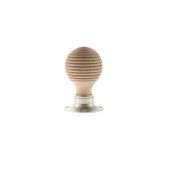 Atlantic - OE57RMKSN Old English 'Bridlington' Wood Reeded Beehive Door Knob on Face Fix Rose – Satin Nickel