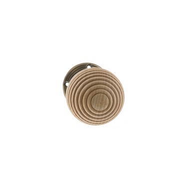 Click Here To Enlarge This Photo Of Atlantic - OE57RMKAB Old English 'Bridlington' Wood Reeded Beehive Door Knob on Face Fix Rose – Antique Brass