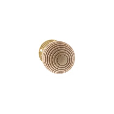 Click Here To Enlarge This Photo Of Atlantic - OE57RMKPB Old English 'Bridlington' Wood Reeded Beehive Door Knob on Face Fix Rose – Polished Brass