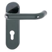 K138/353K (AR600/23-72) Hoppe Arrone Euro Profile Levers 72mm Centres on Radius Plate - (Nylon) Anthracite Grey - 11570118