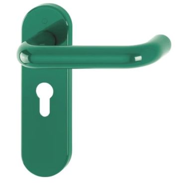 Click Here To Enlarge This Photo Of K138/353K (AR600/23) Hoppe Arrone Euro Profile Levers 47.6mm Centres on Radius Plate - (Nylon) Green - 8566493