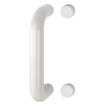 Click Here To Enlarge This Photo Of AR602/220BF Hoppe D' Handle Ø 34mm x 220mm Centres Pull Handle Bolt Fix - (Nylon) Diamond White