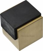 V1082-SB Heritage Brass Door Stop Square Floor Mounted Design Satin Brass Finish