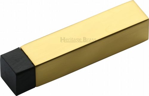 Click Here To Enlarge This Photo Of V1084-PB Heritage Brass Door Stop Square Wall Mounted Design Polished Brass Finish