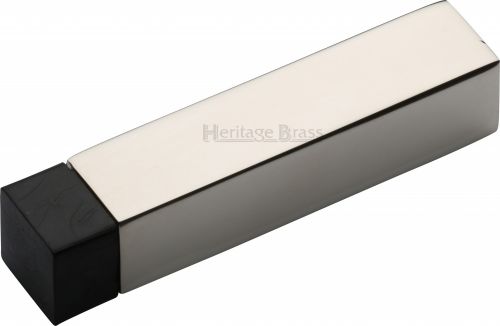 Click Here To Enlarge This Photo Of V1084-PNF Heritage Brass Door Stop Square Wall Mounted Design Polished Nickel Finish