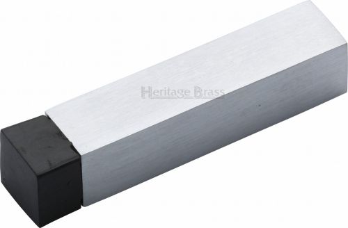 Click Here To Enlarge This Photo Of V1084-SC Heritage Brass Door Stop Square Wall Mounted Design Satin Chrome Finish