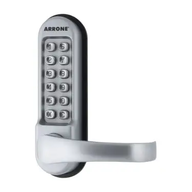 Click Here To Enlarge This Photo Of AR525-MC Hoppe Arrone Lever Operated Push Button Digital Lock c/w Tubular Latch - Matt Chrome (87138556)