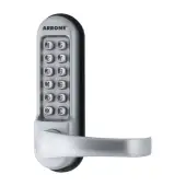 AR525-MC Hoppe Arrone Lever Operated Push Button Digital Lock c/w Tubular Latch - Matt Chrome (87138556)