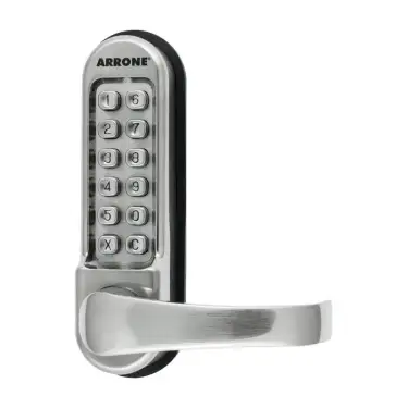 Click Here To Enlarge This Photo Of AR525-SSS Hoppe Arrone Lever Operated Push Button Digital Lock c/w Tubular Latch - Satin Stainless Steel (87138563)