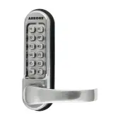 AR525-SSS Hoppe Arrone Lever Operated Push Button Digital Lock c/w Tubular Latch - Satin Stainless Steel (87138563)