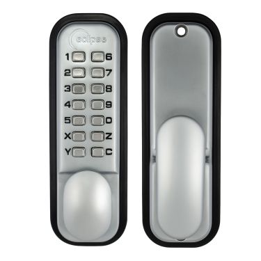 Click Here To Enlarge This Photo Of Eclipse ED15 Mechanical Push Button Digital Lock with Holdback - Satin Chrome (70249)