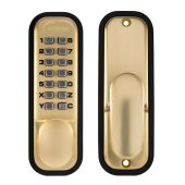 Eclipse ED20 Easy Code Change Mechanical Push Button Digital Lock with Holdback - Satin Brass (70257)