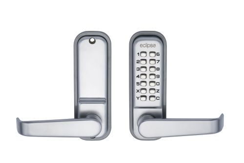 Click Here To Enlarge This Photo Of Eclipse ED40 Lever Handle Mechanical Push Button Digital Lock - Satin Chrome (70260)