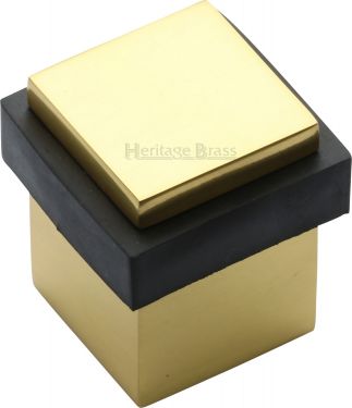 Click Here To Enlarge This Photo Of V1089-PB Heritage Brass Door Stop Square Floor Mounted Design Polished Brass Finish