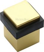 V1089-PB Heritage Brass Door Stop Square Floor Mounted Design Polished Brass Finish