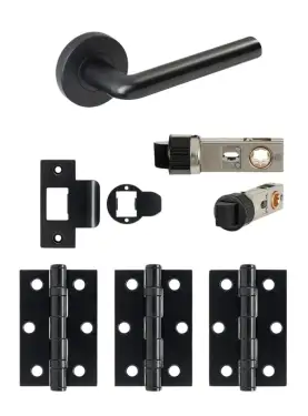 Click Here To Enlarge This Photo Of JTDP71705 Jigtech Matt Black 'Riva' Passage Door Pack (57mm Backset and 3" Hinges)