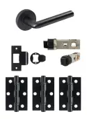 JTDP71705 Jigtech Matt Black 'Riva' Passage Door Pack (57mm Backset and 3" Hinges)