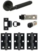 JTDP71805 Jigtech Matt Black 'Textura' Passage Door Pack (57mm Backset and 3" Hinges)