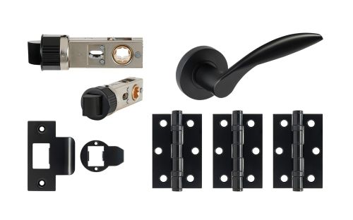 Click Here To Enlarge This Photo Of JTDP81700 Jigtech Matt Black 'Cresta' Privacy Door Pack (57mm Backset and 3" Hinges)
