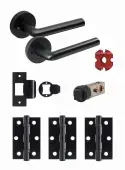 JTDP81705 Jigtech Matt Black 'Riva' Privacy Door Pack (57mm Backset and 3" Hinges)
