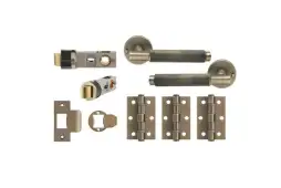 JTDP81800 Jigtech Matt Antique Brass 'Textura' Privacy Door Pack (57mm Backset and 3" Hinges)