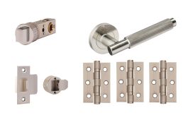 JTDP81815 Jigtech Satin Nickel 'Textura' Privacy Door Pack (57mm Backset and 3" Hinges)