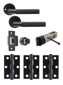 JTDP81905 Jigtech Matt Black 'Tactil' Privacy Door Pack (57mm Backset and 3" Hinges)