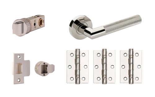 Click Here To Enlarge This Photo Of JTDP81910 Jigtech Polished Chrome 'Tactil' Privacy Door Pack (57mm Backset and 3" Hinges)