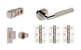 JTDP81910 Jigtech Polished Chrome 'Tactil' Privacy Door Pack (57mm Backset and 3" Hinges)