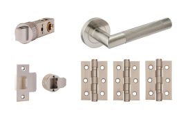 JTDP81915 Jigtech Satin Nickel 'Tactil' Privacy Door Pack (57mm Backset and 3" Hinges)