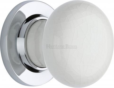 Click Here To Enlarge This Photo Of 7010-PC Heritage Brass White Crackle Mortice Knob with Polished Chrome Base