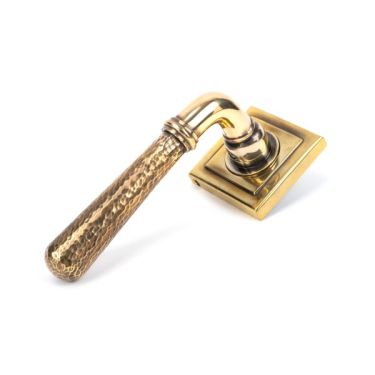 Click Here To Enlarge This Photo Of 50040 From The Anvil Aged Brass Hammered Newbury Lever on Rose Set (Square) - Unsprung