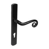 DuraTique, 92mm Multipoint Lock Curly Tail Lever Handles (Left Hand) - Stainless Steel Black Antique Finish 44-68mm (CO7300C-LH-TMB)